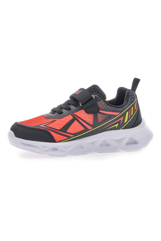 Scarpe nere e rosse con luci e strappo Pitt kids 11562