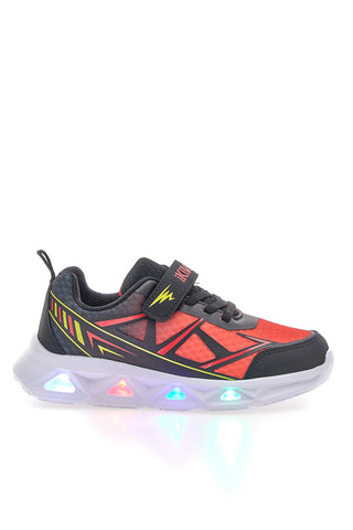 Scarpe nere e rosse con luci e strappo Pitt kids 11562