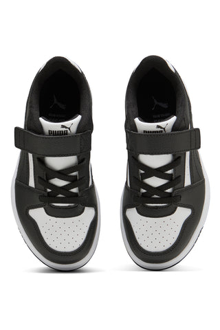Schwarze und weiße Sneaker mit Klettverschluss: Puma Rebound Slam Lo AC+ PS