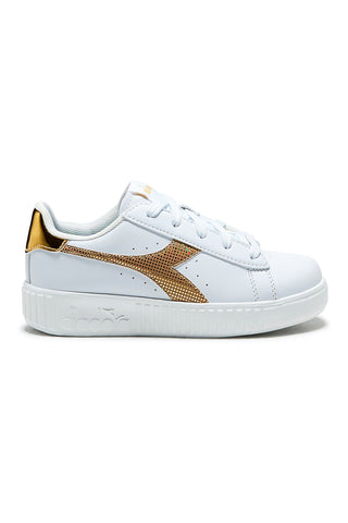 Sneakers bianche con logo oro e platform Diadora Game Step Disco PS