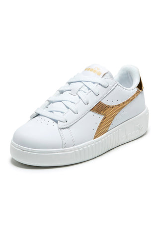 Sneakers bianche con logo oro e platform Diadora Game Step Disco PS