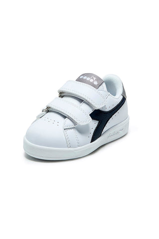 Sneakers primi passi bianche con logo blu e strappi Diadora Game P Dot TD