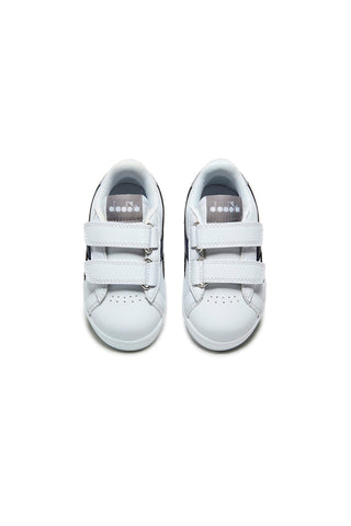 Sneakers primi passi bianche con logo blu e strappi Diadora Game P Dot TD