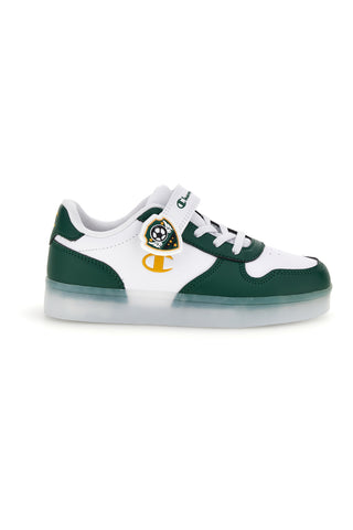 Weiße und grüne Sneaker mit LED-Beleuchtung Champion GLW B PS