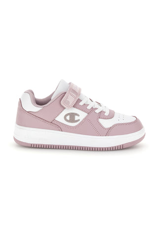 Sneakers rosa e bianche con logo laterale Champion RD18 LOW G PS
