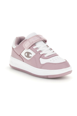 Sneakers rosa e bianche con logo laterale Champion RD18 LOW G PS