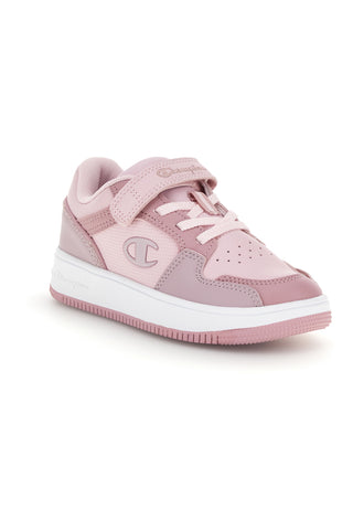 Sneakers rosa e bianche con logo laterale Champion RD18 LOW G PS