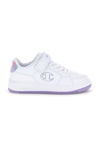 Sneakers bianche e lilla con logo strass Champion RD18 Lenticular G PS