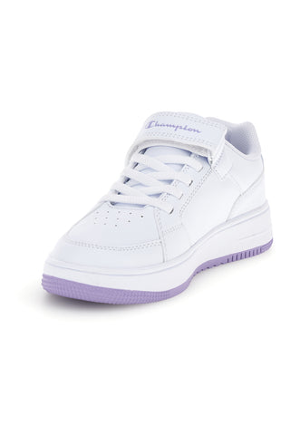 Sneakers bianche e lilla con logo strass Champion RD18 Lenticular G PS