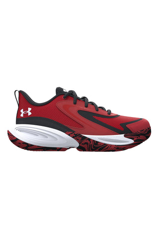 Atmungsaktive rote und schwarze Basketballschuhe von Under Armour: UA PS Lockdown 8