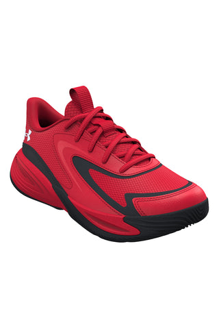 Atmungsaktive rote und schwarze Basketballschuhe von Under Armour: UA PS Lockdown 8