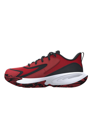 Atmungsaktive rote und schwarze Basketballschuhe von Under Armour: UA PS Lockdown 8