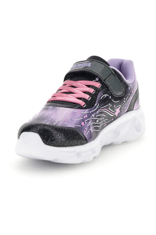 Lila-schwarze Sneaker mit LED-Leuchten und Sternen von Joma, Modell Jspacw2601V