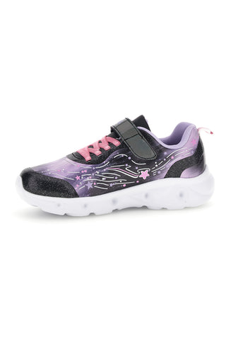 Lila-schwarze Sneaker mit LED-Leuchten und Sternen von Joma, Modell Jspacw2601V