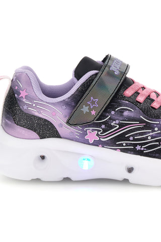 Lila-schwarze Sneaker mit LED-Leuchten und Sternen von Joma, Modell Jspacw2601V