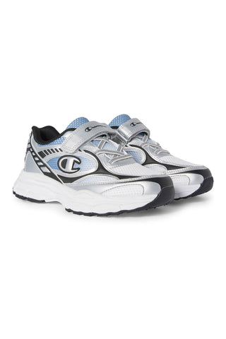 Sneakers argento e azzurre con strappo e logo laterale Champion RT25 U PS