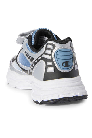 Sneakers argento e azzurre con strappo e logo laterale Champion RT25 U PS