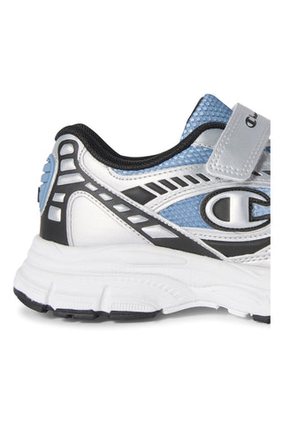 Sneakers argento e azzurre con strappo e logo laterale Champion RT25 U PS