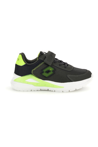 Sneakers grigio scuro con strappo e dettagli giallo fluo Lotto RUN 50 AMF CL S