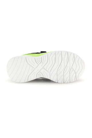 Dunkelgraue Sneaker mit Klettverschluss und neongelben Details: Lotto RUN 50 AMF CL S