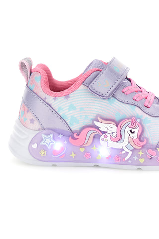 Sneakers lilla con luci LED e unicorno Mkids MJ65004