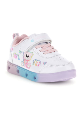 Sneakers bianche con luci LED e orsetto Mkids MJ65007