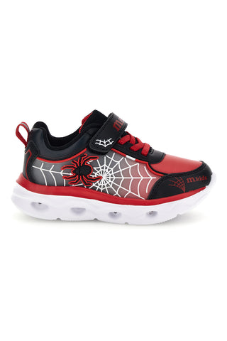 Sneakers rosse e nere con luci LED e ragnatela M-kids MJ65014