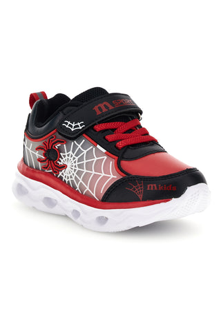Sneakers rosse e nere con luci LED e ragnatela M-kids MJ65014