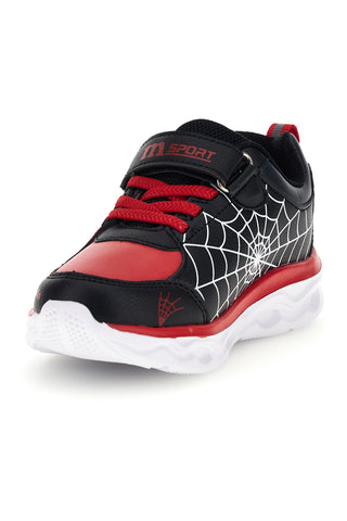 Sneakers rosse e nere con luci LED e ragnatela M-kids MJ65014