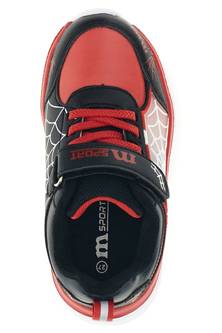 Sneakers rosse e nere con luci LED e ragnatela M-kids MJ65014