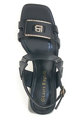 Sandali Neri Con Tacco a Blocco Laura Biagiotti 9039