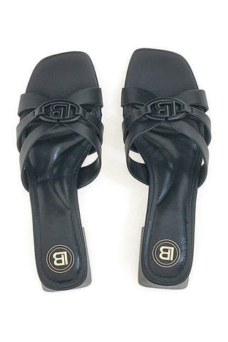 Schwarze Hausschuhe mit Blockabsatz Laura Biagiotti 9028