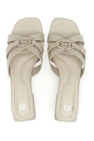 Beige Hausschuhe mit Blockabsatz Laura Biagiotti 9028