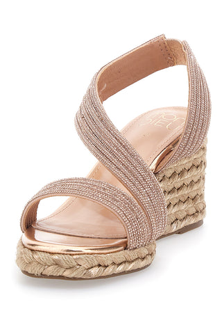 Goldene Keilsandaletten mit Glitzer MON DIEU 602