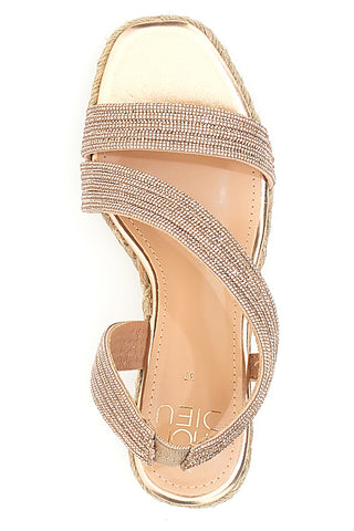 Goldene Keilsandaletten mit Glitzer MON DIEU 602