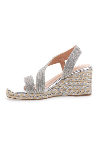 Silberne Keilsandaletten mit Glitzer MON DIEU 602