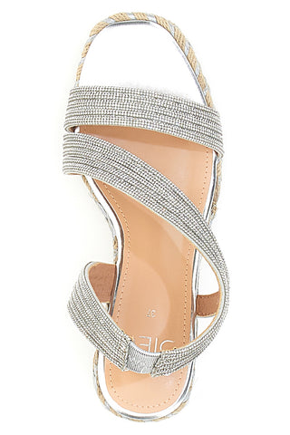 Silberne Keilsandaletten mit Glitzer MON DIEU 602