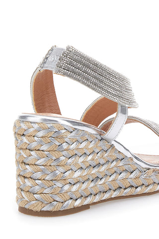 Silberne Keilsandaletten mit Glitzer MON DIEU 602