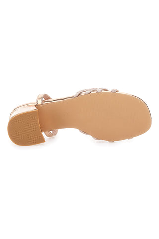 Roségoldene Sandalen mit Absatz und gewebten Riemen MON DIEU 643