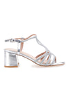 Sandali argento con tacco e listini intrecciati MON DIEU 643
