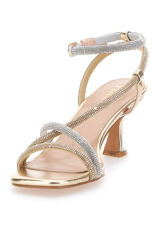 SANDALO PLATINO CON TACCO A ROCCHETTO THE FIRST 613