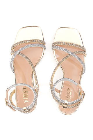 SANDALO PLATINO CON TACCO A ROCCHETTO THE FIRST 613