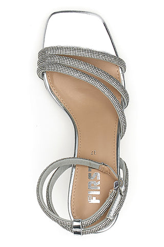 Sandali Argento con Glitter e Tacco Basso THE FIRST 615