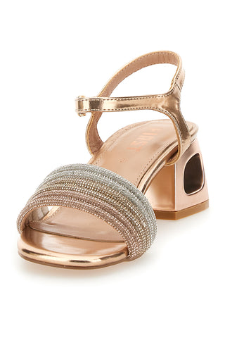 Roségoldene Sandalen mit mittlerem Absatz The First 651