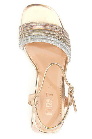 Roségoldene Sandalen mit mittlerem Absatz The First 651