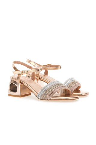 Roségoldene Sandalen mit mittlerem Absatz The First 651