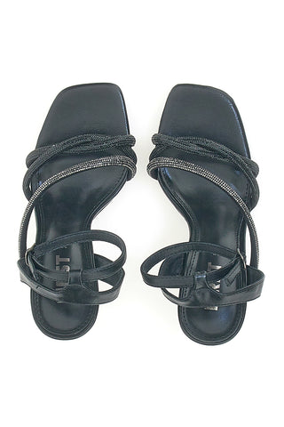 Sandalo Nere con tacco a rocchetto The First 625