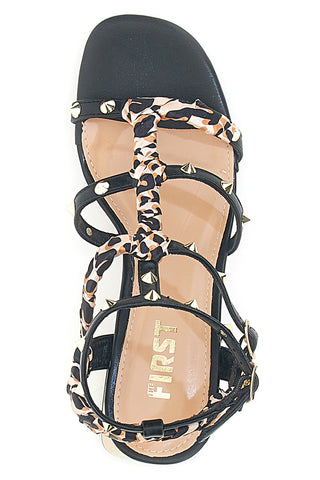 Schwarze Sandalen mit mittlerem Absatz The First 652