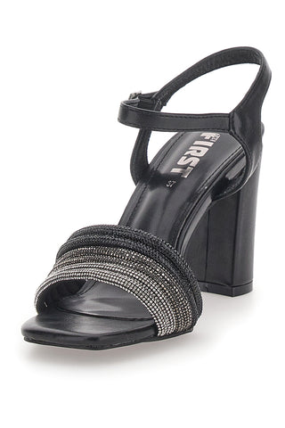 Schwarze High Heel Riemchensandalen THE FIRST 653