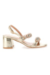 Goldene Sandalen mit Absatz und Schmuckdetails THE FIRST 656